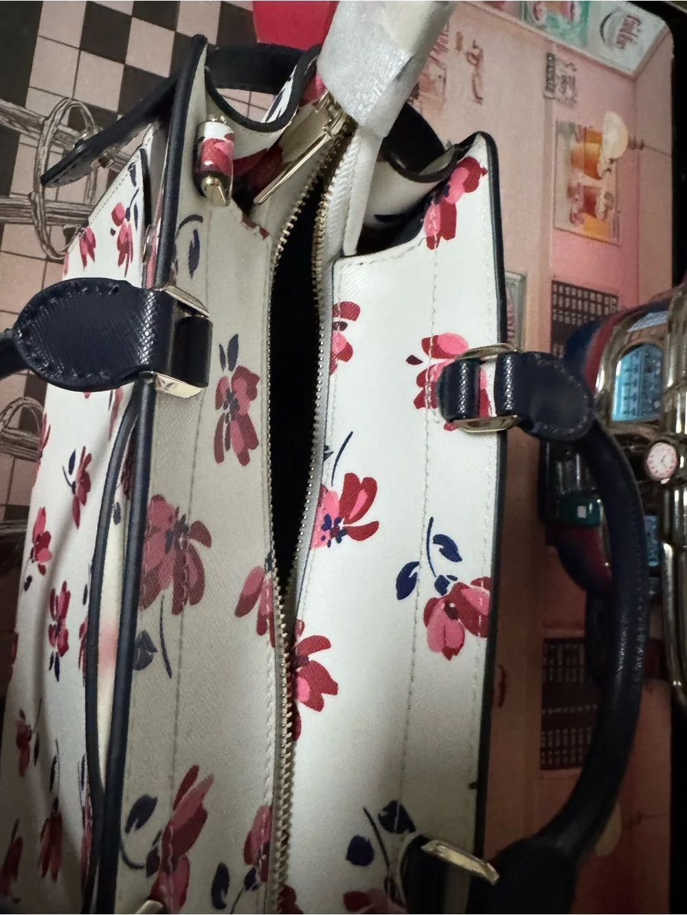NWT Kate Spade Staci Tea Garden Medium Satchel Floral Crossbody Bag
